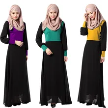 Muslim Women Traditional Costumes Long Sleeves Dresses 3 Colors Islamic Adult Ethnic Muslim Abayas Floor Length