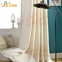 Plum Flowers Embroidered Linen Curtains In Living Room Pastoral Bedroom Window Curtain 3 Colors Custom Made