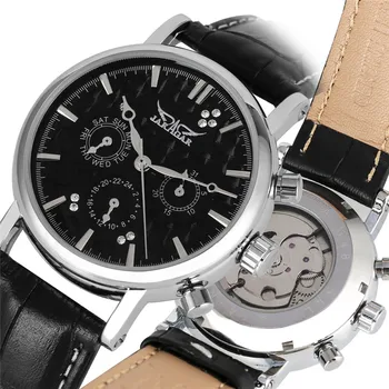 

High Quality Mechanical Watches Self Wind for Men Special Diamond-encrusted Dial Luxury Leather Band Mechanical Wristwatches
