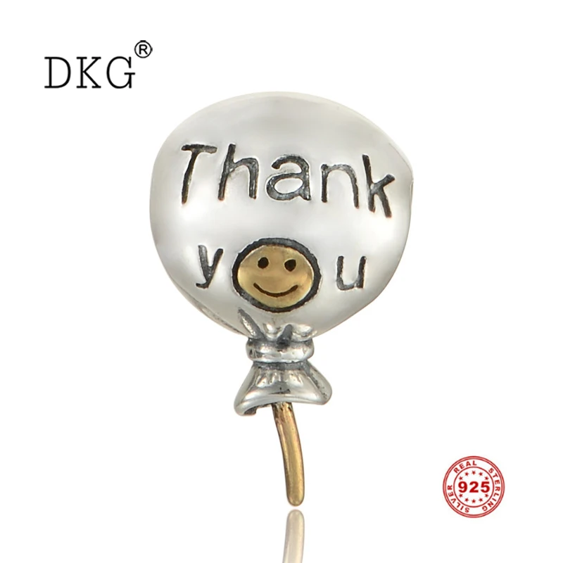 

New Authentic 925 Sterling Silver Golden Smiley Lollipop Bead Charms Fit for Women DKG Bracelet Necklace DIY Jewelry Making