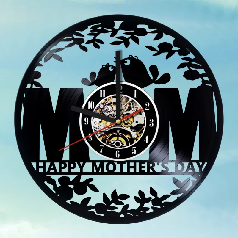 1Piece Mother's Day Handmade Vinyl Record Clock Wall Home Decor Vintage