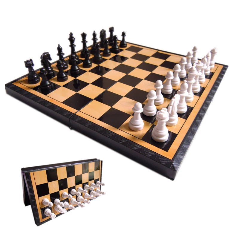 BSTFAMLY набор пластиковых шахмат, портативная игра международных шахмат, магнитная Складная шахматная доска высота 40 мм шахматы, LA51