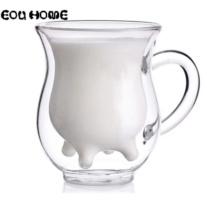 

Cute Creative Double-layer Glass Heat-resistant Borosilicate Mug Milk Cup for Children Water Juice Coffee Drinkware Container