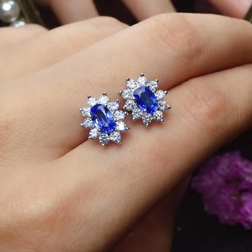 

charming blue gemstone earring with 925 silver