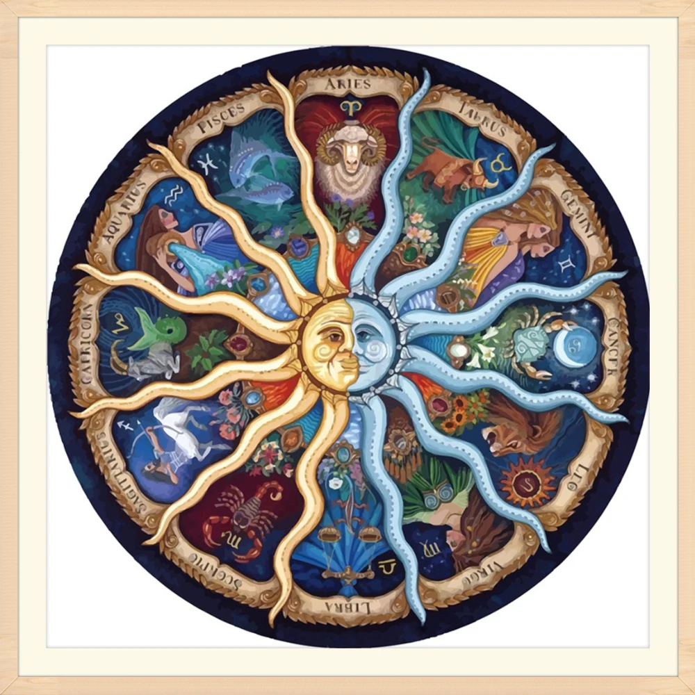 

12 Zodiac Mandala 5D Diy Diamond Painting Cross Stitch Full Needlework Diy Diamond Embroidery Universe Meditation Christmas Gift