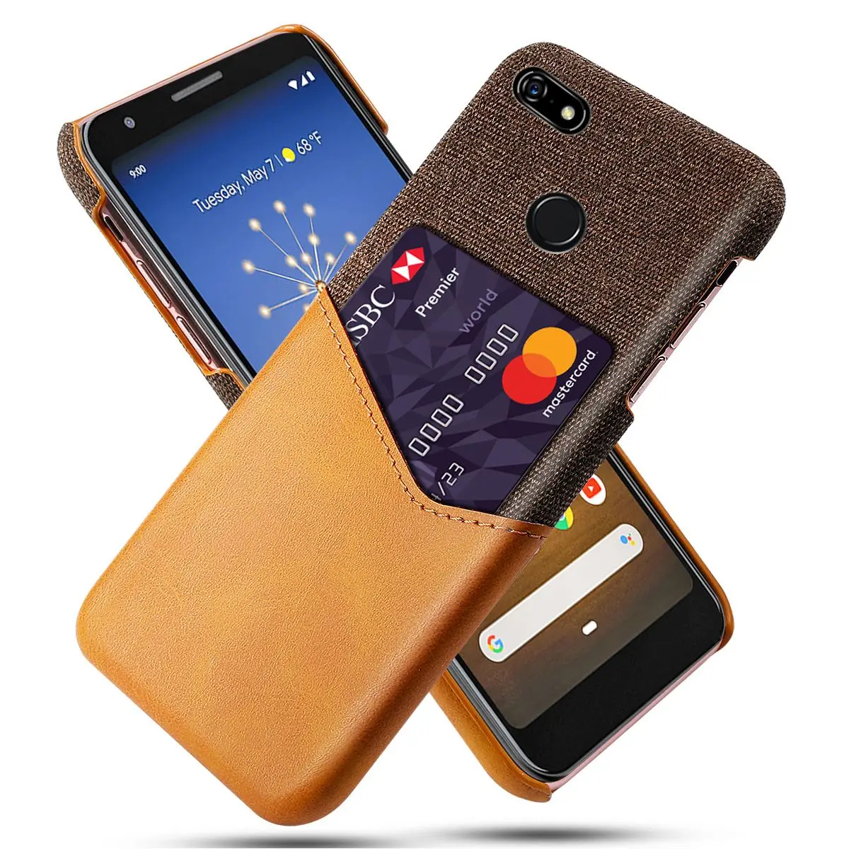 

For Google Pixel 3A XL Case Slim Splicing Soft Fabric Cloth PU Leather Card Holder Back Cover For Google Pixel 3A 3A XL Case