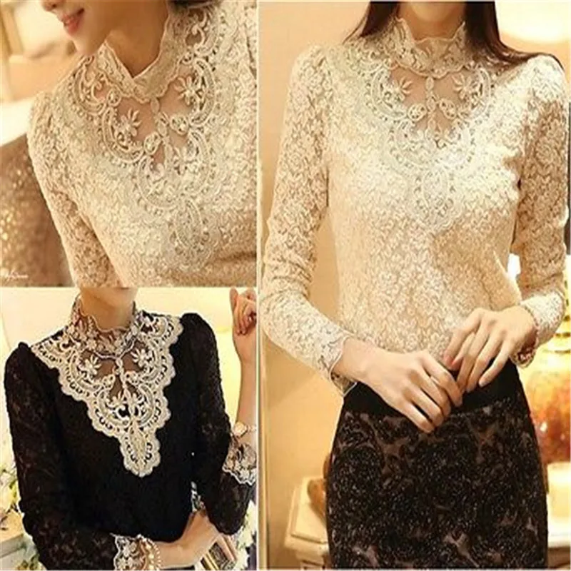 

2017 Beautiful HOT Women's Clothing Long Sleeve Lace Tops Shirt Blouse Ladies Korean Fashion