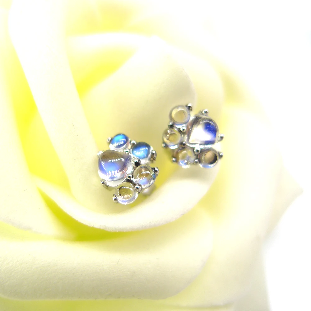 high quality moonstone 925 sterling silver stud earrings 