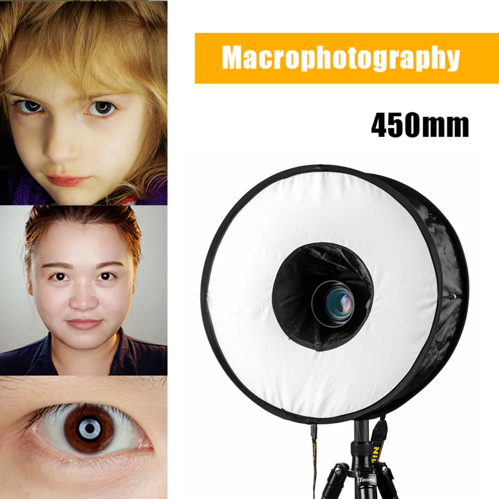 Universal 45cm Easy fold Ring Speedlite Flash Softbox Diffuser