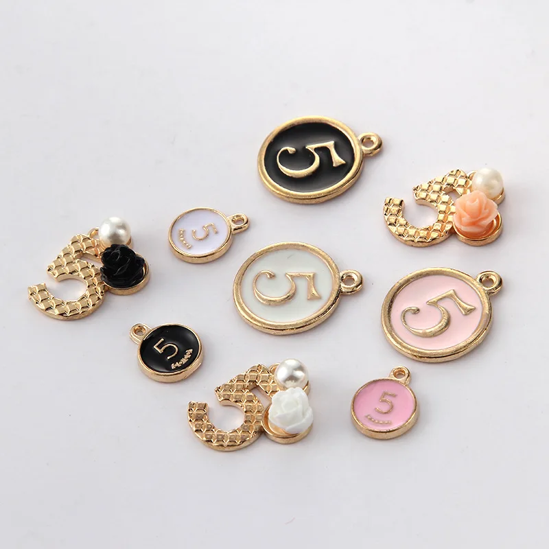 10pcs Factory price Hot High Quality Alloy Golden Charm Flower Round