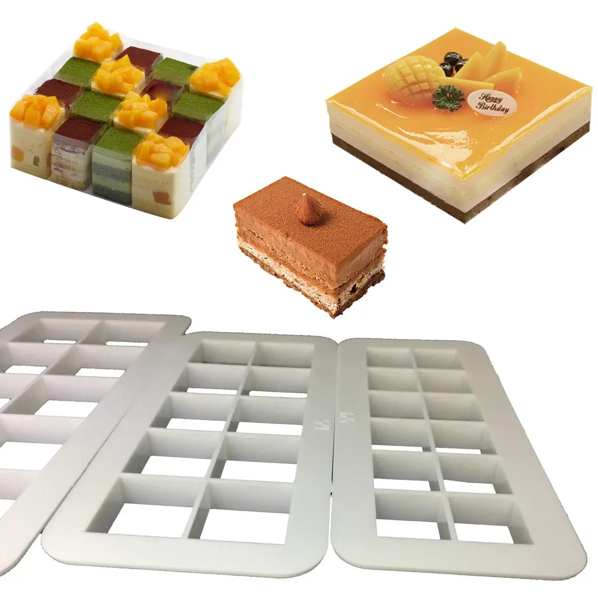 Waasoscon 3pcs/set Square Geometrical Shape Biscuit Mold Cookies Mold