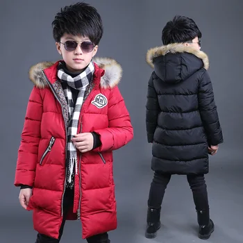 

FYH Winter Children Clothes Girls & Boys Fur Hooded Down Jacket Kids Winter Jackets Teenager Boys Warm Thick Coat Cotton Padded
