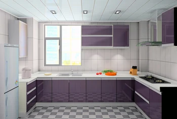 

High glossy kitchen furnitures purple color