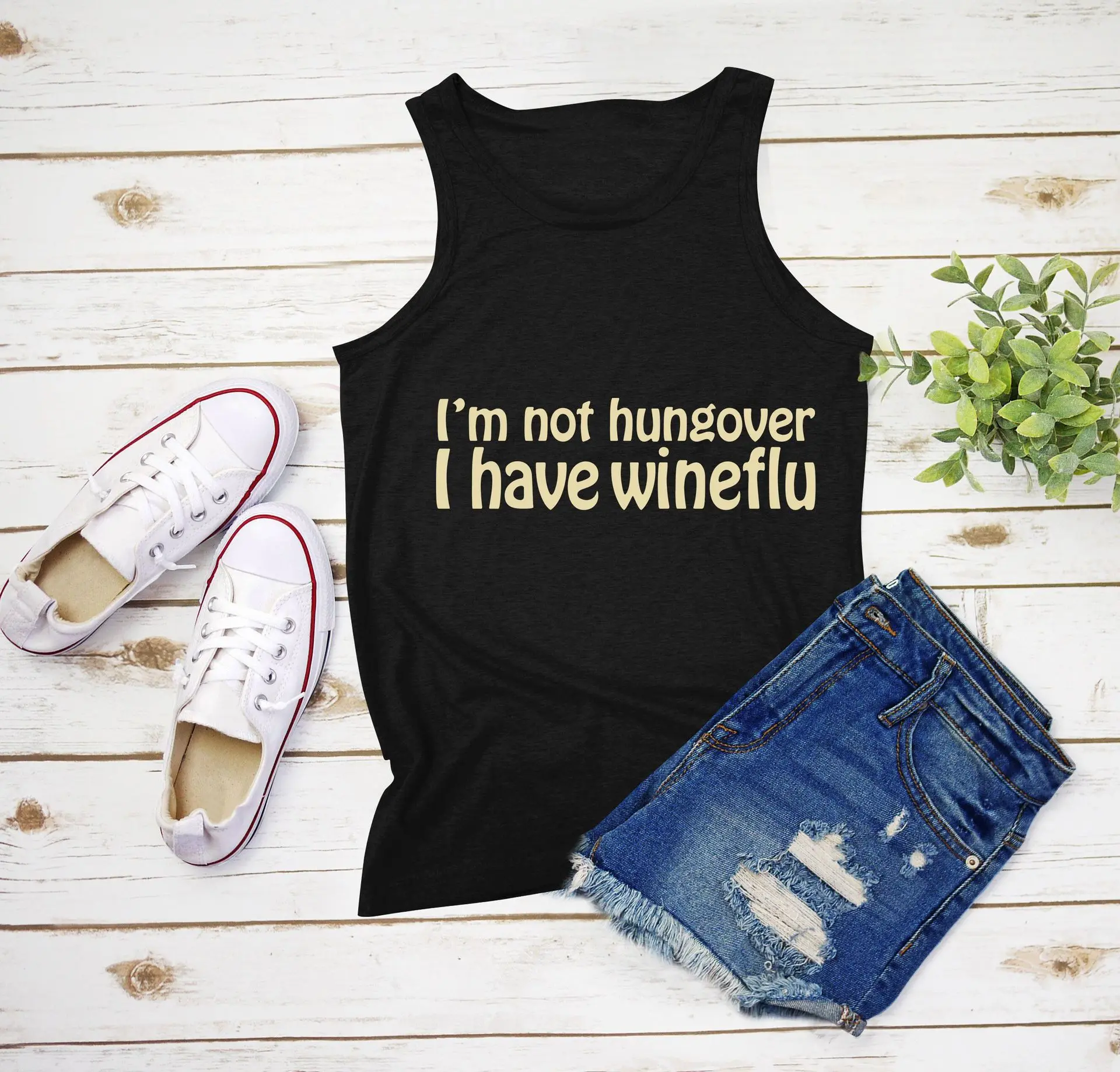 

I'm Not Hungover I Have Swine Flu Plus Size White Black Tank Tops Women Summer Funny Female Casual Vest Ladies Tops Tee