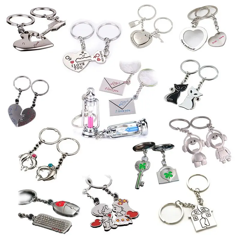 

2 Pcs/Set Puzzle Letter Couple Keychain Lovers BBF Key Chain Holder Love Heart Best Friends Gift Dropshipping