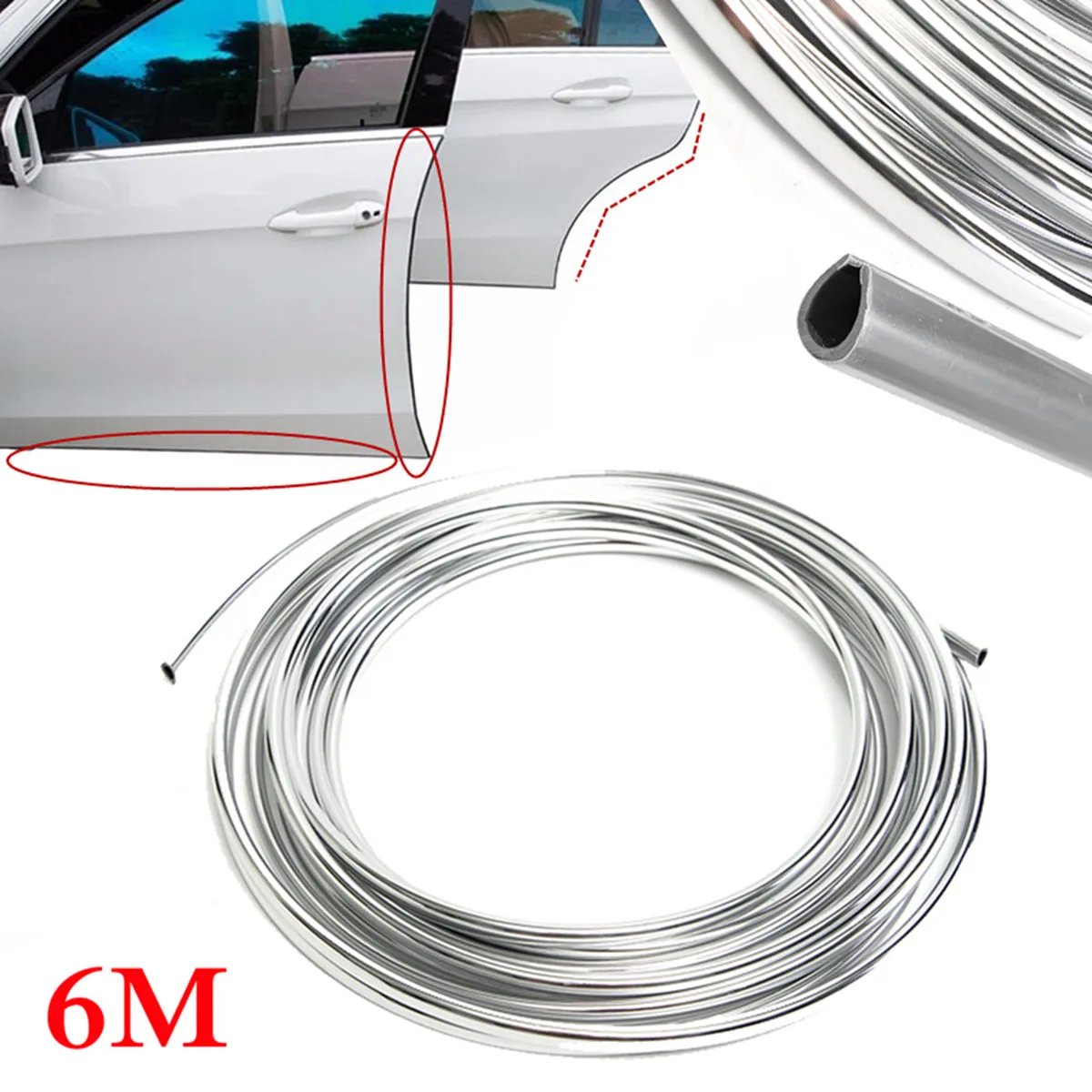Новый 6 м Хром Литье отделка газа двери автомобиля край Scratch Guard Защитная
