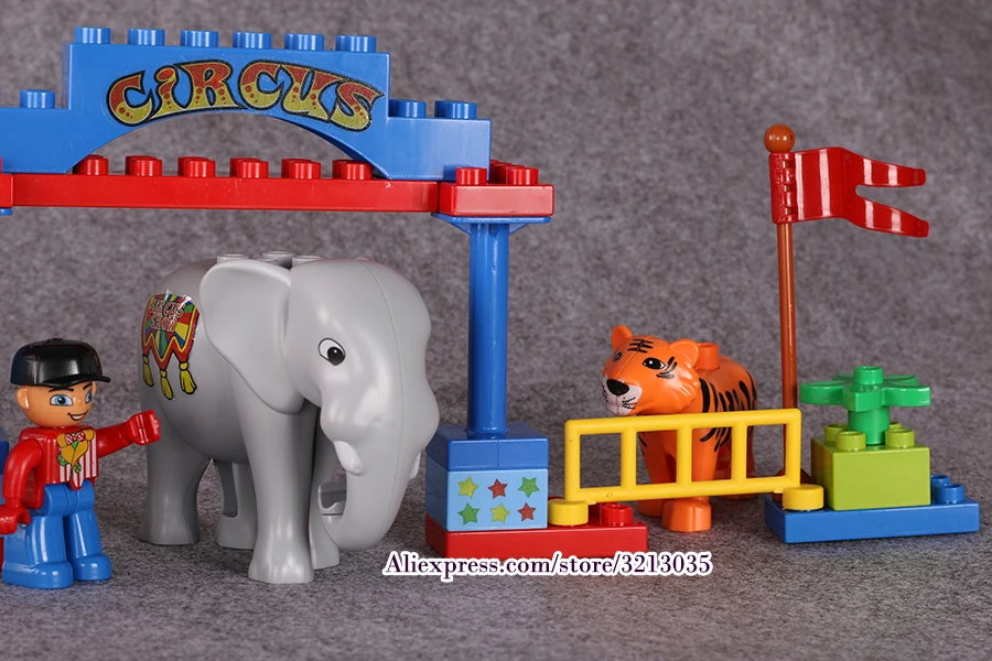 Blocos de Construção Brinquedos para Crianças Duplo Grandes Partículas Circo Mostrar Clássico Educacional Tijolos Caixa Original 65 Pçs 16 blocos de construção clássico educacional tijolos brinquedos para crianças caixa original