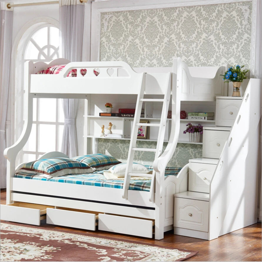 etop Mediterranean Style Wood Bed Children's Double Bed