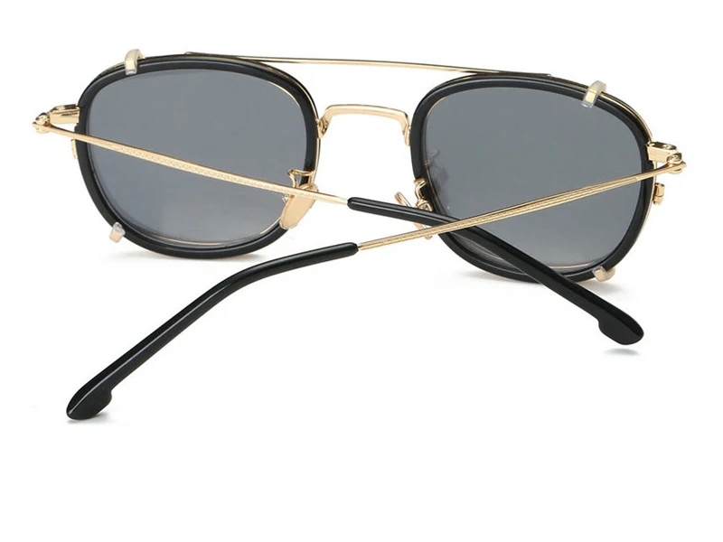 Золотые черные мужские солнцезащитные очки в стиле стимпанк Ray Зеркальные Солнцезащитные очки Модные поляризованные прикрепляемые солнцезащитные очки зеркальные Панк модные очки
