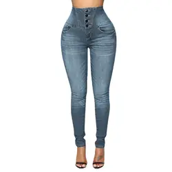 2019 Новое поступление Классические Узкие рваные джинсы на пуговицах для женщин большие размеры джинсовые джинсы с высокой талией Feminino Spodnie