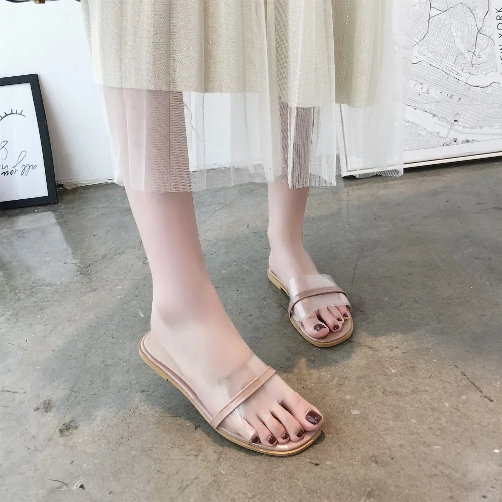 2019 New Transparent Casual Slipper Sandal Womens Slippers Zapatos Mujer Ladies Slip On Sliders Flat Size 35-39 y425