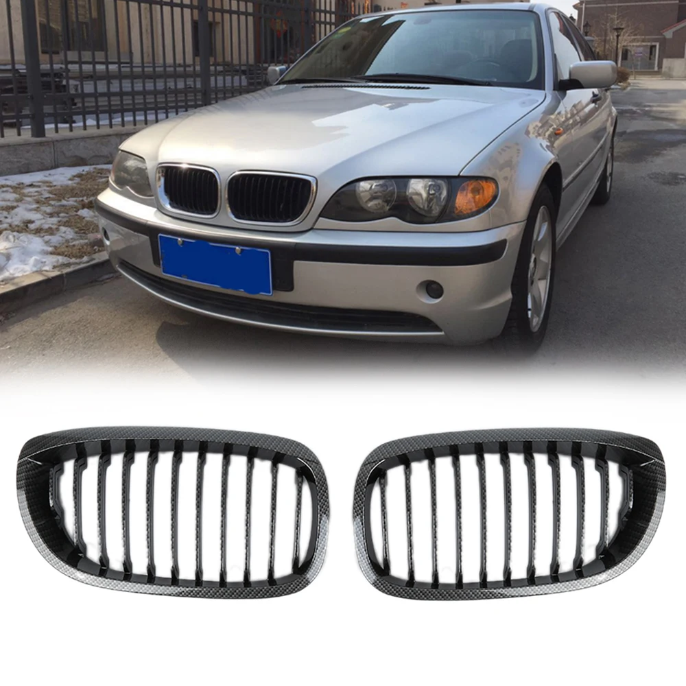 

For BMW E46 Coupe Convertible 2-Door 03-05 Facelife Carbon Fiber Kidney Grille 2PCs /Set Front Bumper Grille Replacement