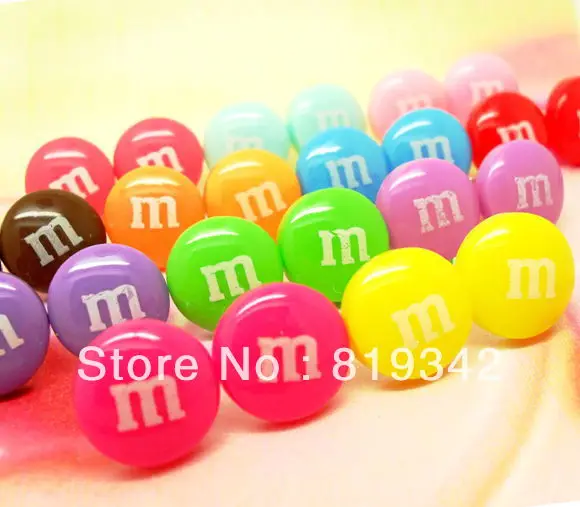 

FreeShipping 12pcs( 6pairs ) Color Letter M Round Resin Earring Post Cute Sweet Pick Gift