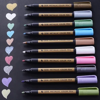 

1Pc Metallic Pen Detailed Marking Color Metal Marker For Album Black Paper Drawing School Art Supplies For Students