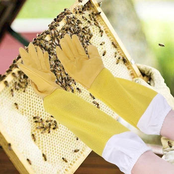 

NEW Beekeeper Protective Gloves Faux Goatskin Gloves Anti Bee Beekeeping Equipment