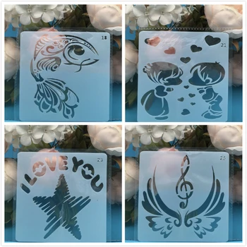 

4Pcs/Set 13cm Boy Girl Wing Heart Fish DIY Layering Stencils Painting Scrapbook Coloring Embossing Album Decorative Template