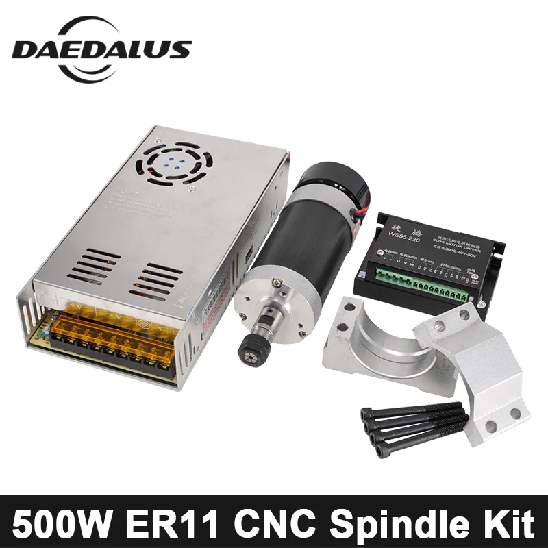 

0.5KW CNC Spindle Motor DC Brushless Spindle Motor Router Kit +55MM Clamp + Stepper Motor Driver+Switch Power Supply For Milling