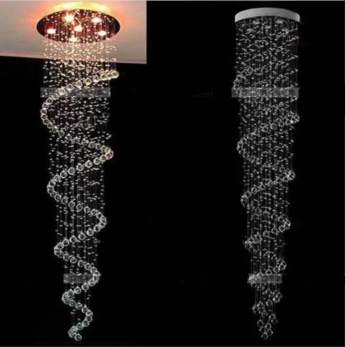 

Crystal combination lamp k9 crystal LED pendant lights stair lamp bedroom clothes bar store light spiral living room lights