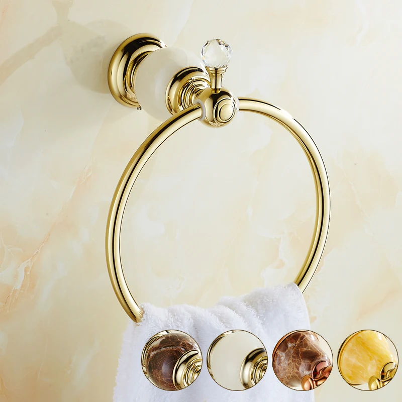 4 Style jade copper antique towel ring bathroom, Vintage brass towel