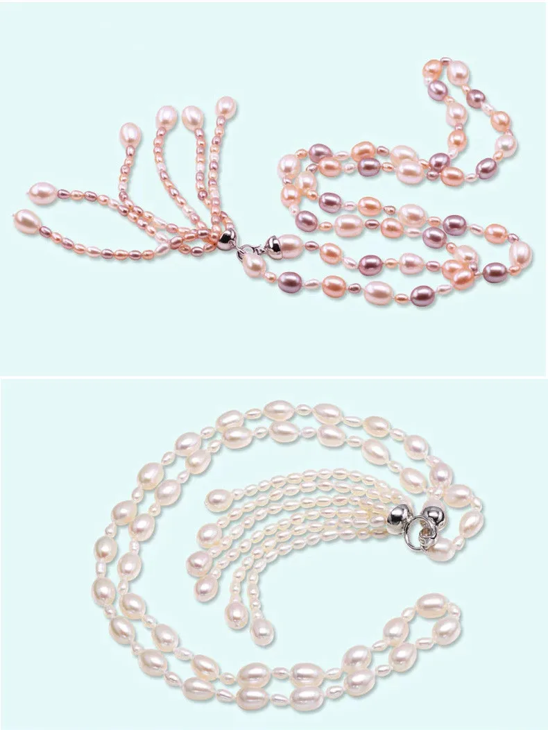 YIKALAISI, 925 пробы, серебряные ювелирные изделия, натуральный пресноводный жемчуг, длинное многослойное ожерелье с кисточкой, модные ювелирные изделия для женщин