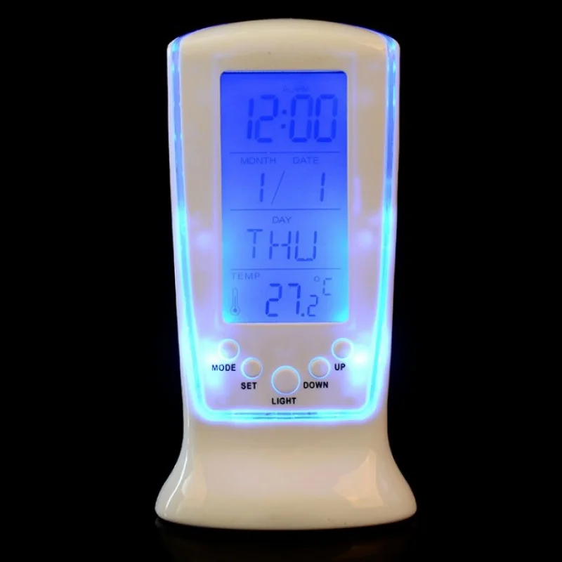 

1 pcs LED Digital Electronic Calendar with Blue Backlight Alarm Clock Thermometer