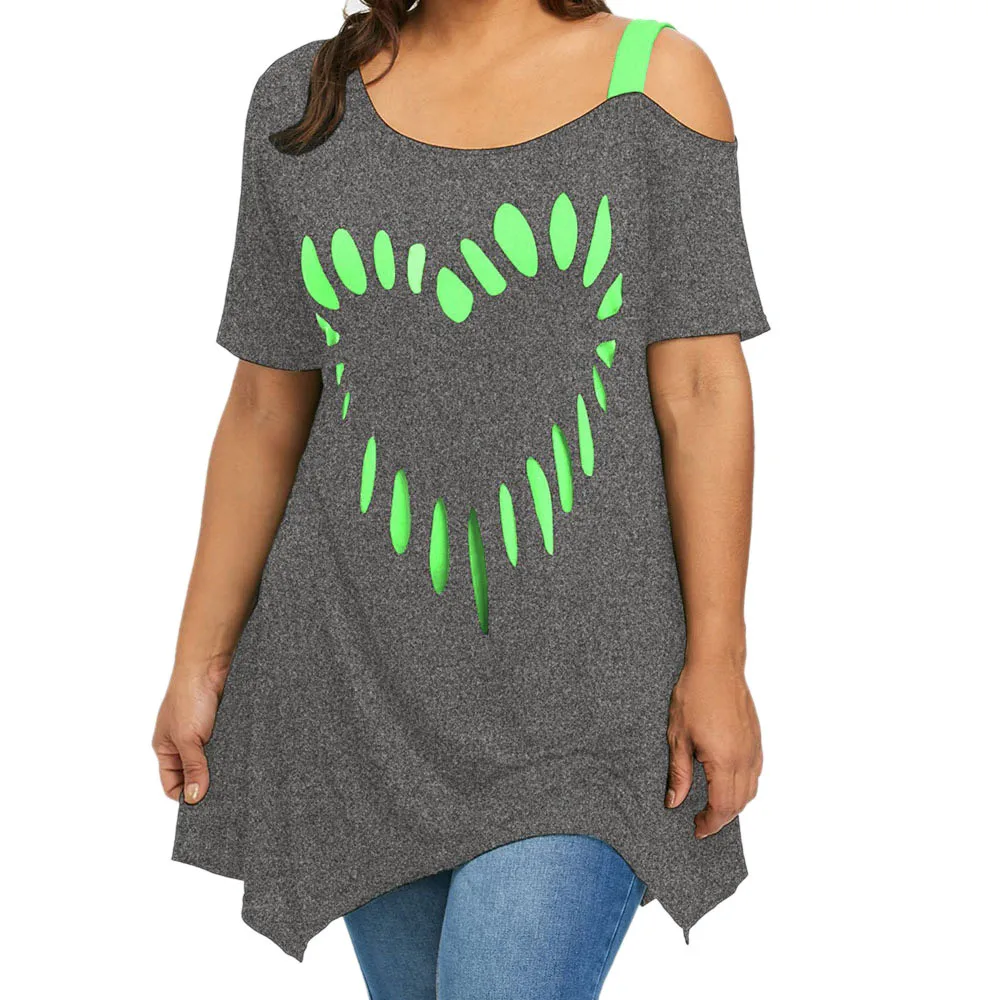 

SAGACE womens tops and blouses 2019 5XL Large Size Women Love Printing Shirt Short Sleeve Casual Shirt Tops Blouse top female