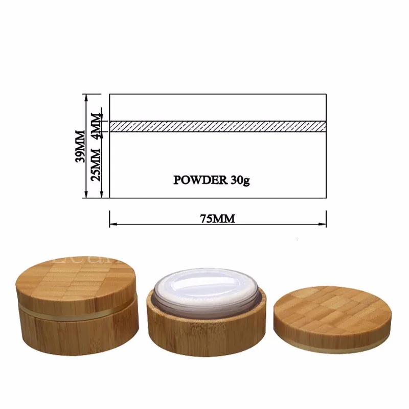 30 г X 20 bamboo контейнеры с пышными сито для loose powder, сито личной гигиены jar рассыпчатая пудра жестяной коробке горшок Бамбук Материал