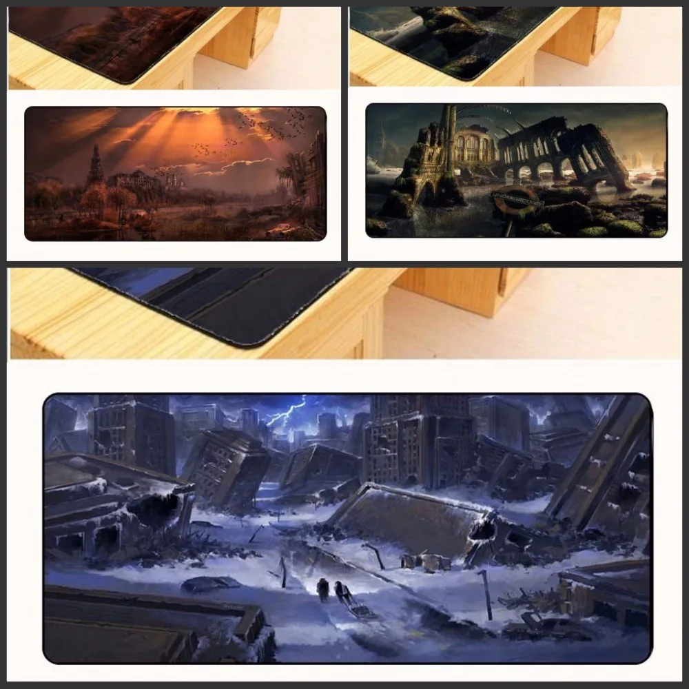  Yuzuoan Landscape Style Gaming Game keyboard Mouse Mats Large Lock Edge Pad For CSGO DOTA 2 Boys Gi