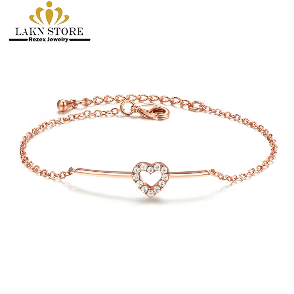 

stainless steel crystal heart bracelet for couples cubic zircon bracelets for men women luxury jewelry