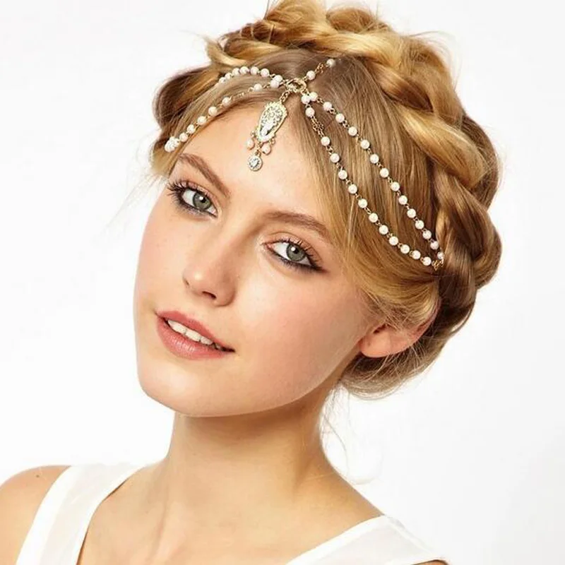 Bohemian Orange Beads Dangle Charms Hair Clasp Band | Украшения и аксессуары