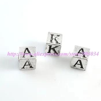 

8MM Antique silver plated greek letter square shape metal bead AKA Sorority square bead aka metal bead 10sets 1 lot
