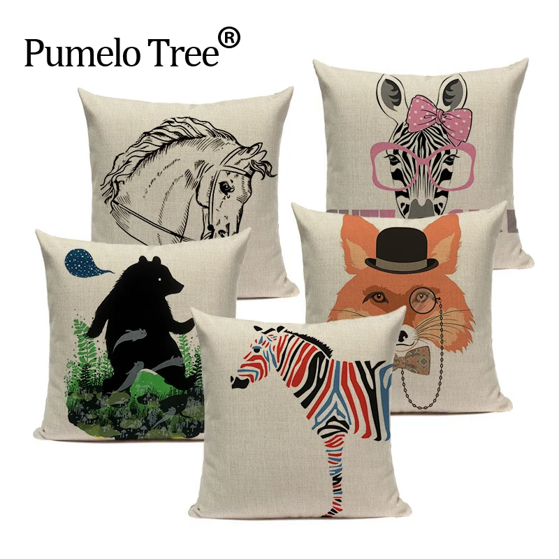 

Animal Series cushions home decor Dog flamingo Horse cushion cover Square 45Cmx45Cm pillow cover for sofa CustomThrow Pillows