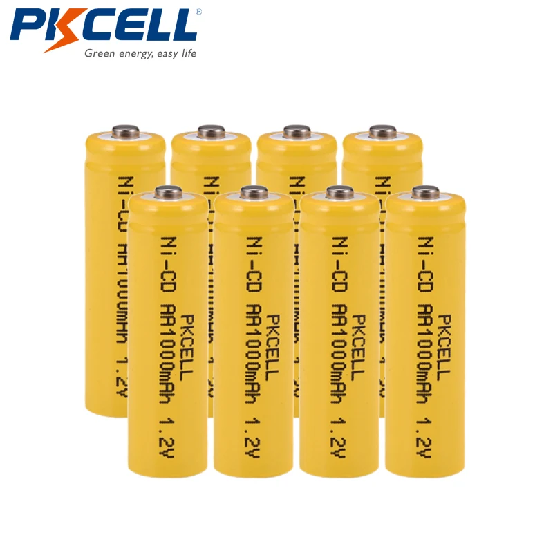 

8Pcs/PKCELL Ni-CD 1.2V AA Battery 1000mAh Rechargeable Batteries 1.2 Volt 2A Batteries