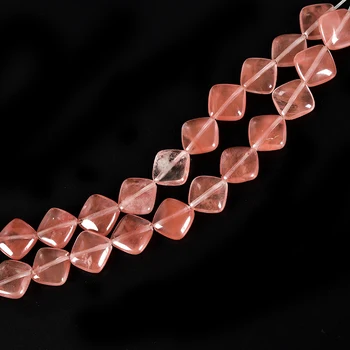 

Rectangular Size For 14mm Watermelon Crystal Quartz Loose Beads DIY Charm Bracelet Necklace Gift for Female Girls 15inch H236