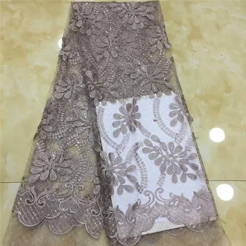 

African Lace Fabric 2019 High Quality French Mesh Lace Fabric with sequins Nigerian Swiss Lace Fabrics For wedding Dress x82-71