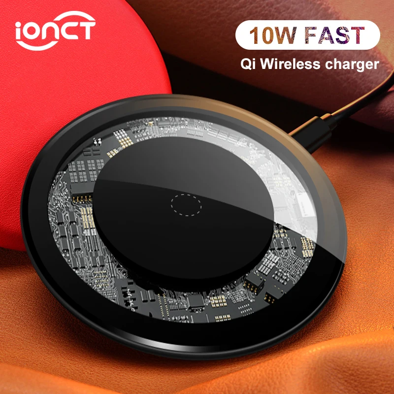 

iONCT 10W Fast Qi Wireless Charger for iPhone X/XS Max 8 Visible USB Charging pad for Samsung S8 S9 Note 9 Phone wirless charger