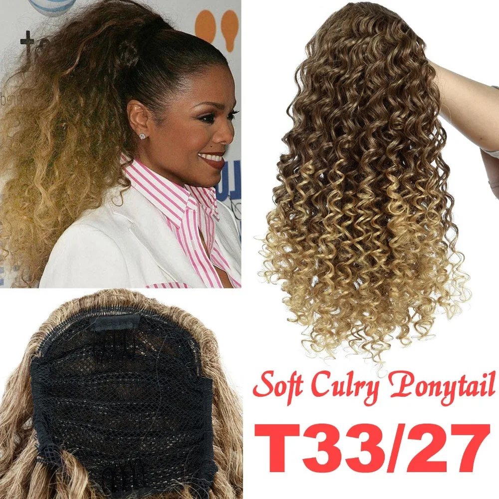 Rabo de Cavalo Sintético de Rabo de Cavalo Extensões de Cabelo Dindong Encaracolado ''puff Afro Clipe Sintético de 120 g - Pacote Envoltório Africano Americano 18 6 120 g pacote envoltório extensões de cabelo afro africano americano