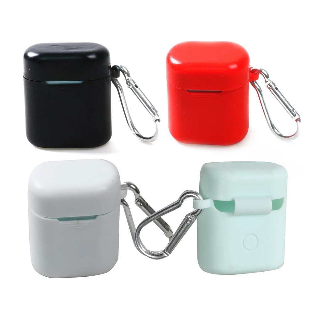 

Silicone Earphone Case Cover for HUAWEI Honor FlyPods Charging Box Protected Skin Cover Headset Case with Metal Carabiner Hook