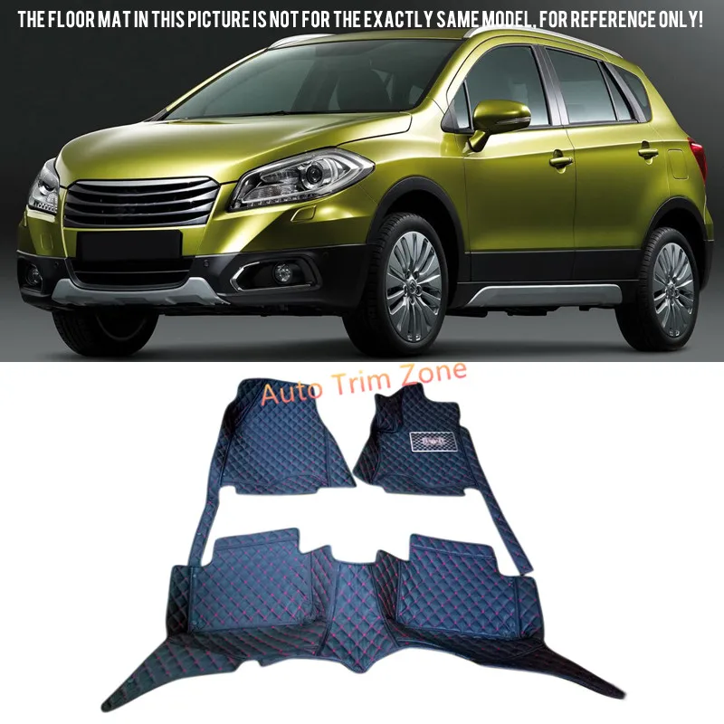 Interior Black Leather Floor Mats & Carpets For Suzuki S cross 2014