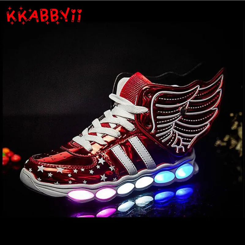 

Children Shoes With Light Boys Girls Casual LED Shoes For Kids USB Charging LED Light Up 3 Colors Wing Kids Shoes